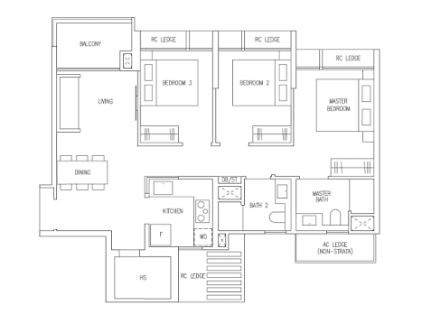 Plantation Close EC 3 Bedroom Floor Plan 1