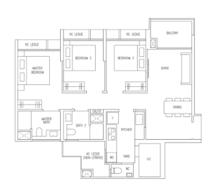 Plantation Close EC 3 Bedroom Floor Plan 2